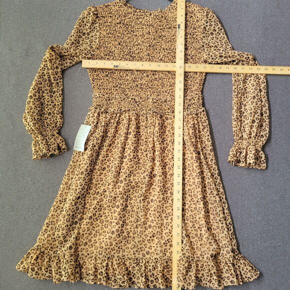 Rachel Parcell S Animal Print Smocked Ruffle Long Sleeve Baby Dress 852 - Picture 9 of 11